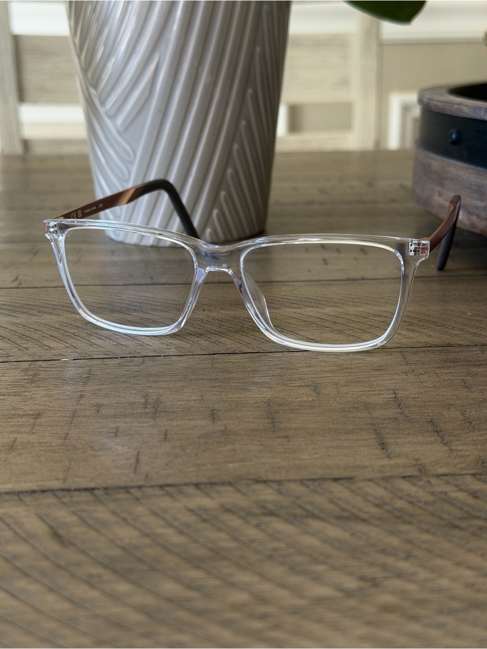 Nike Clear Frame Glasses with Brown Temples
